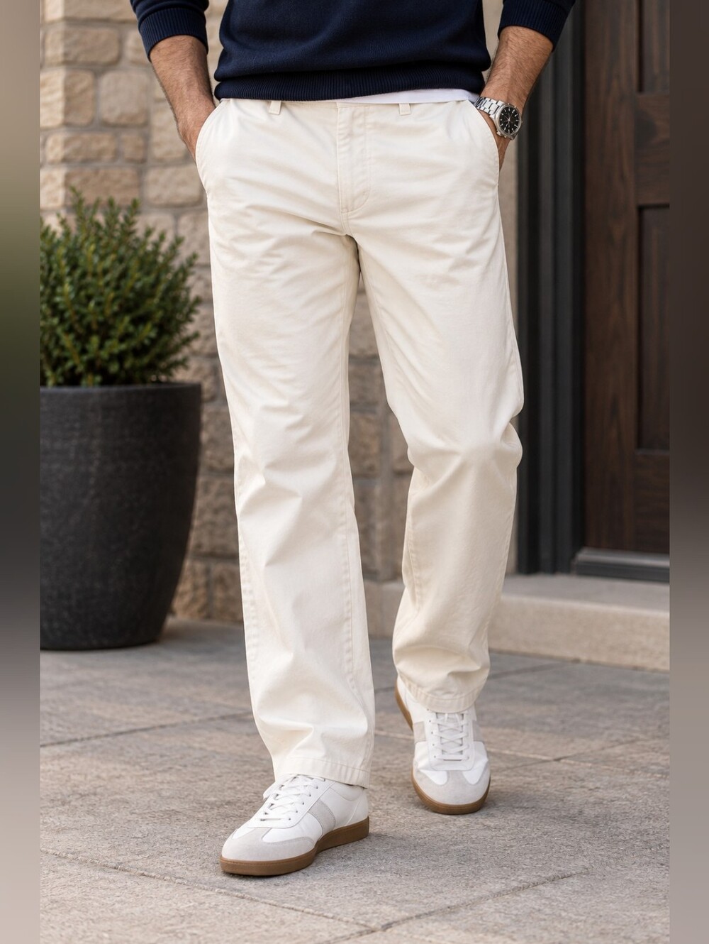 Pierre Cardin Vintage Men’s Cream Chino Pants 34 Straight Leg
